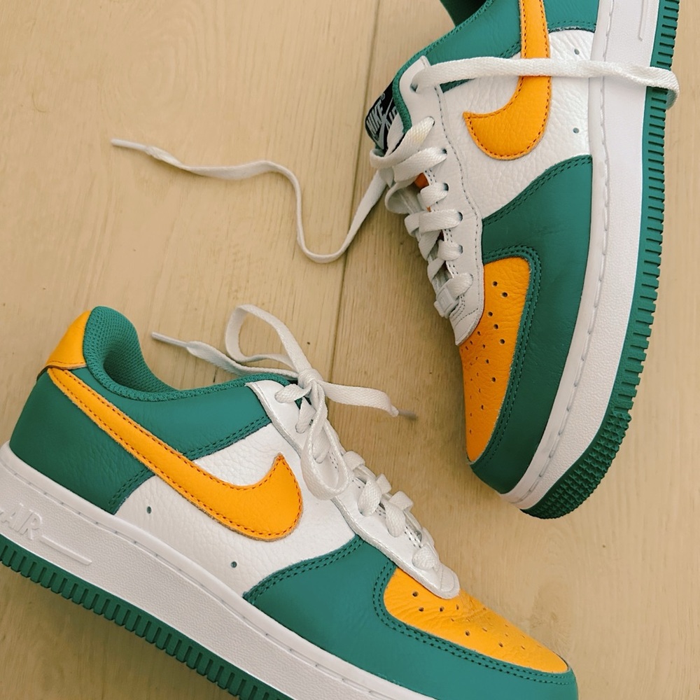 Nike Air Force green and orange